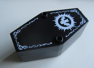 Coffin, Complete Assembly with White Bat Pattern Lid